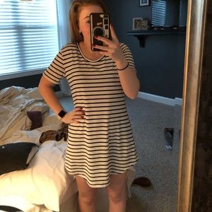 Large black and white striped T shirt dress